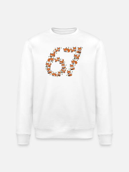 Fox Ring Pattern 67 Meme - Stanley/Stella ROLLER Unisex Organic Sweatshirt - white