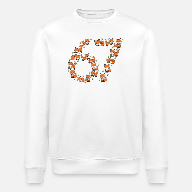 Fox Ring Pattern 67 Meme - Stanley/Stella ROLLER Unisex Organic Sweatshirt - white