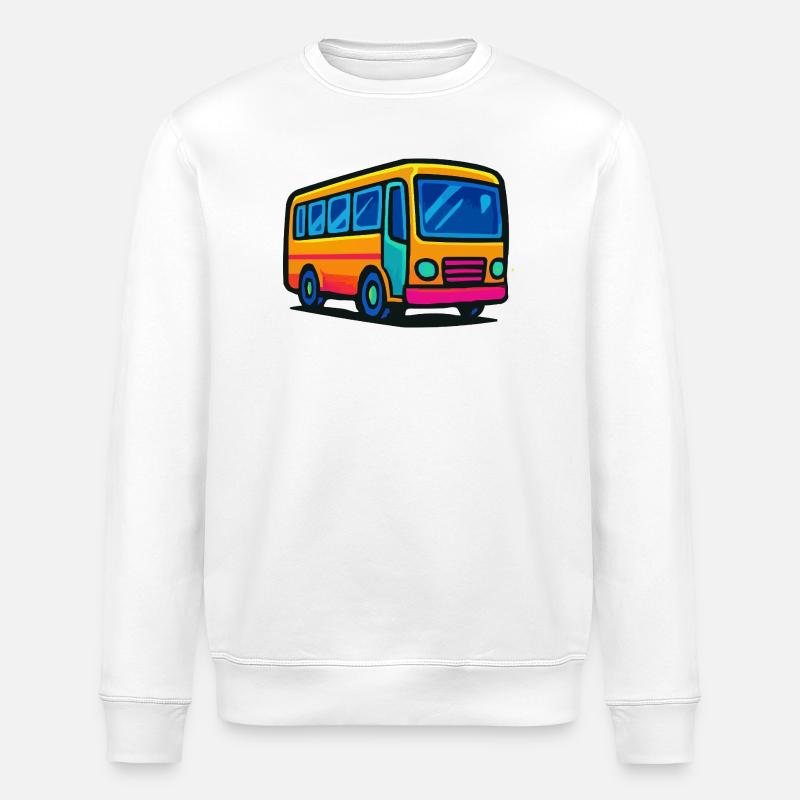  Comic-Bus Illustration - Stanley/Stella Unisex Bio-Sweatshirt ROLLER - Weiß
