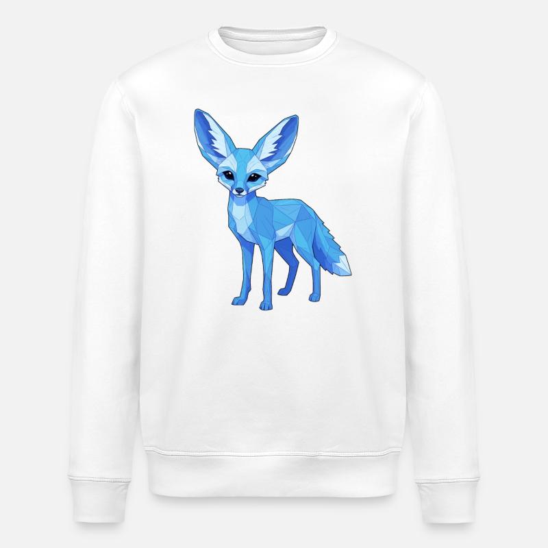 Blauer Geometrie-Fuchs - Stanley/Stella Unisex Bio-Sweatshirt ROLLER - Weiß