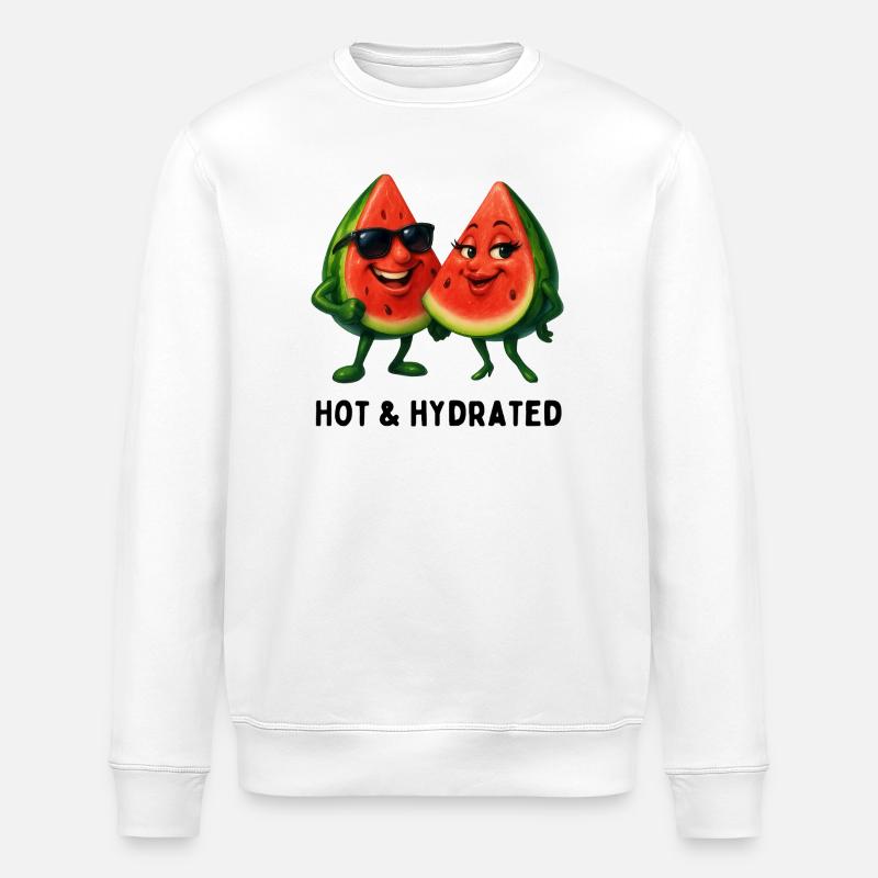 Couple de pastèques amusants d’été - Sweat bio ROLLER Stanley/Stella Unisexe - blanc