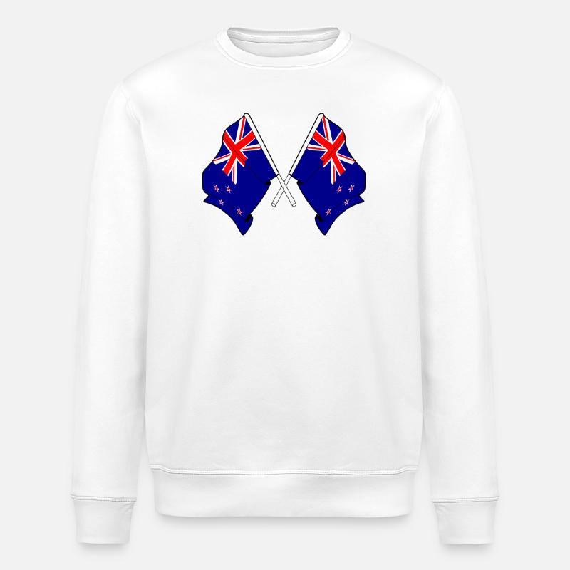 Drapeaux croisés de la Nouvelle-Zélande - Sweat bio ROLLER Stanley/Stella Unisexe - blanc