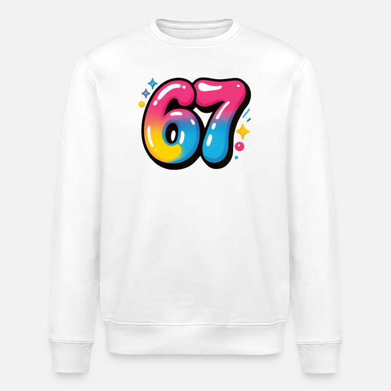 67 bunt sechs sieben bunte Luftballons - Stanley/Stella Unisex Bio-Sweatshirt ROLLER - Weiß