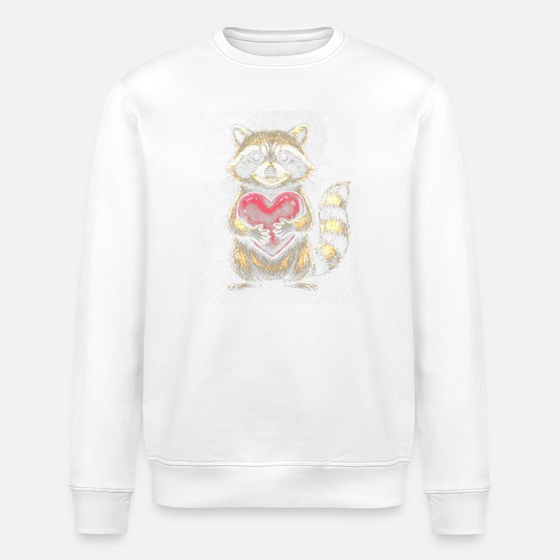 Waschbär Herzumarmung - Stanley/Stella Unisex Bio-Sweatshirt ROLLER - Weiß