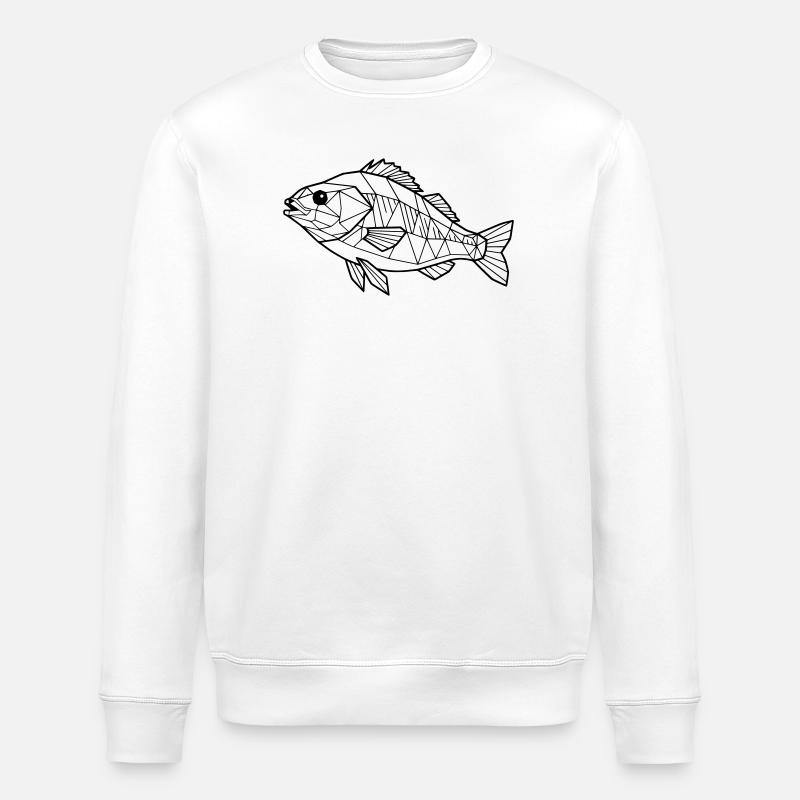 Geometrischer Flussbarsch Low Poly - Stanley/Stella Unisex Bio-Sweatshirt ROLLER - Weiß