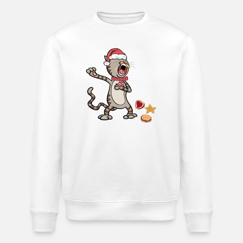 Weihnachtskatze  - Stanley/Stella Unisex Bio-Sweatshirt ROLLER - Weiß