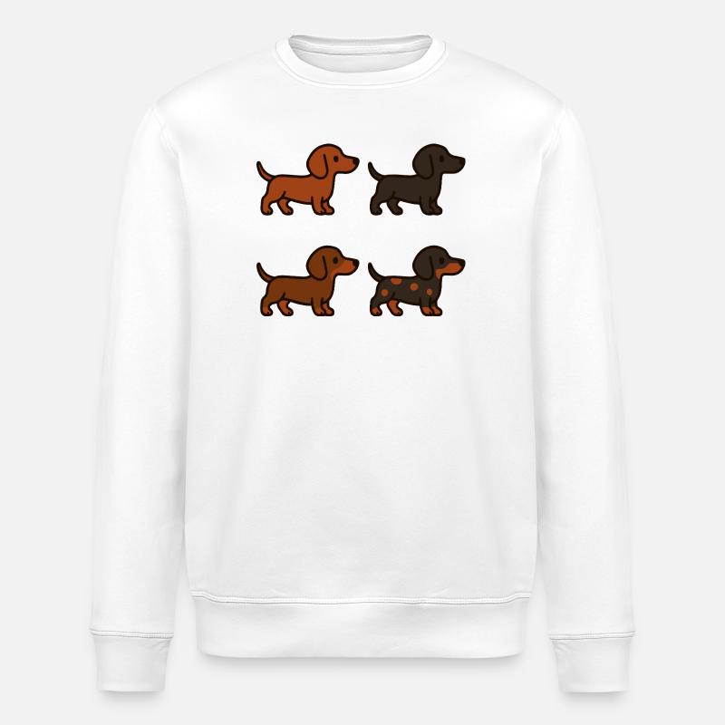 Niedliches Dackel-Hunde-Illustrationsset - Stanley/Stella Unisex Bio-Sweatshirt ROLLER - Weiß