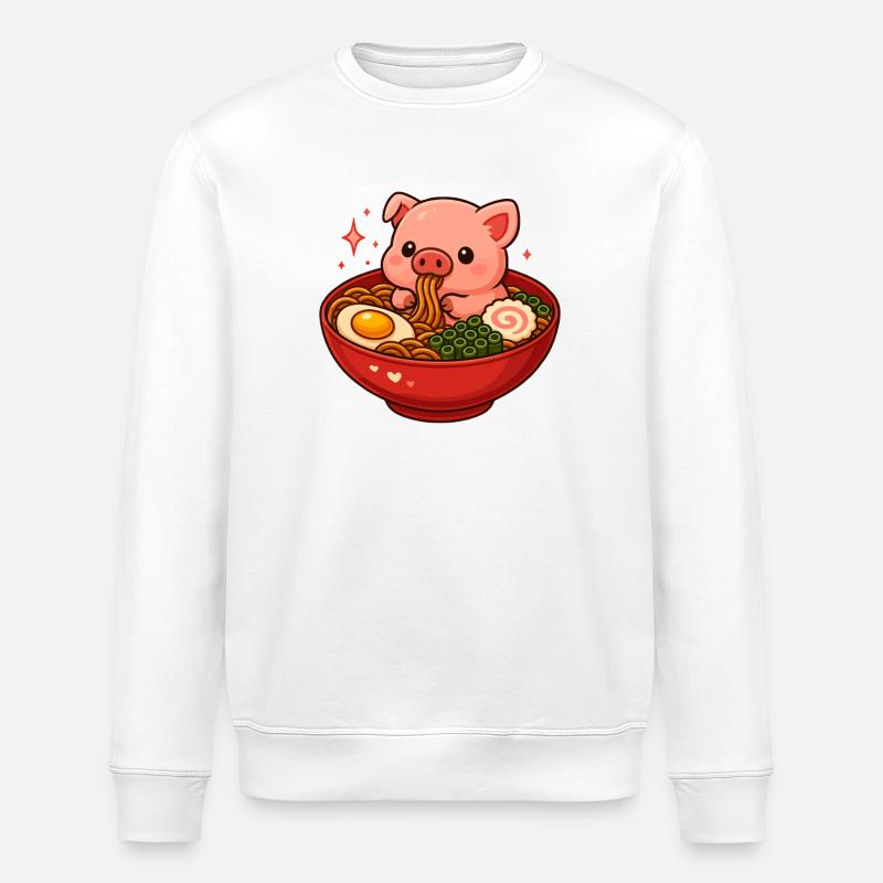 Cochon aux nouilles, ramen, cochon kawaii - Sweat bio ROLLER Stanley/Stella Unisexe - blanc