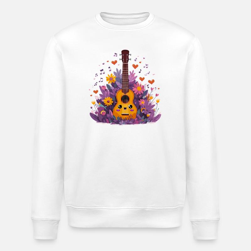 Blühendes Ukulele-Combo - Stanley/Stella Unisex Bio-Sweatshirt ROLLER - Weiß
