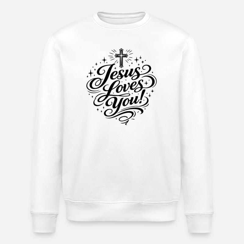 Jésus t’aime - Sweat bio ROLLER Stanley/Stella Unisexe - blanc