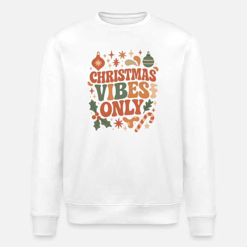 Christmas Vibes Only Retro - Stanley/Stella Unisex Bio-Sweatshirt ROLLER - Weiß