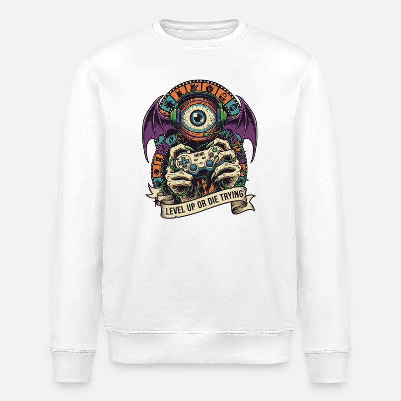 Contrôleur de monstre oculaire de niveau - Sweat bio ROLLER Stanley/Stella Unisexe - blanc