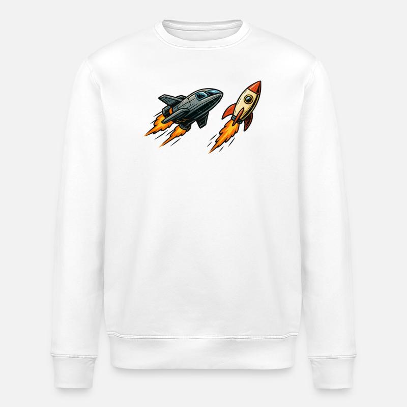 Rocket Sprint Cartoon Space - Stanley/Stella ROLLER Unisex Organic Sweatshirt - white