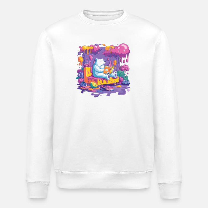 Bunter Bärenlese im Farbfluss - Stanley/Stella Unisex Bio-Sweatshirt ROLLER - Weiß