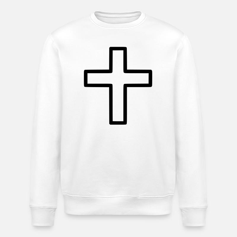 Thick Cross Outline Comic Icon - Stanley/Stella ROLLER Unisex Organic Sweatshirt - white