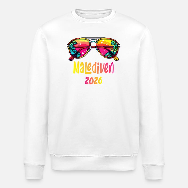 Malediven 2026 Neon Sonnenbrille - Stanley/Stella Unisex Bio-Sweatshirt ROLLER - Weiß