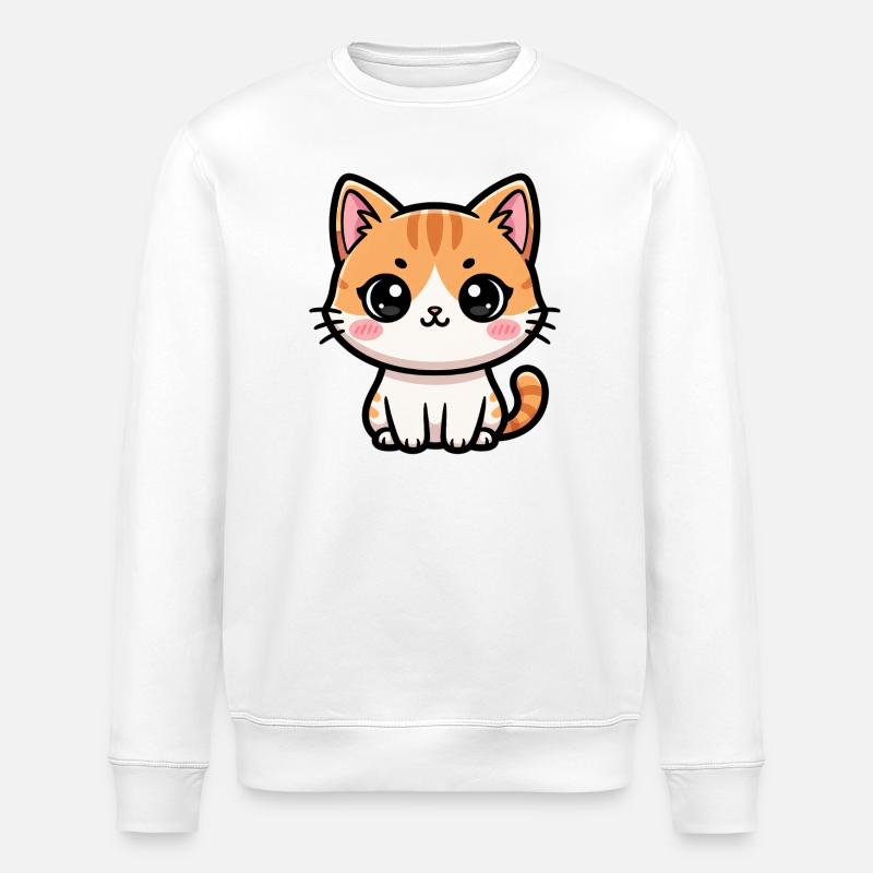 Chibi Tabby Kätzchen-Tee Art - Stanley/Stella Unisex Bio-Sweatshirt ROLLER - Weiß