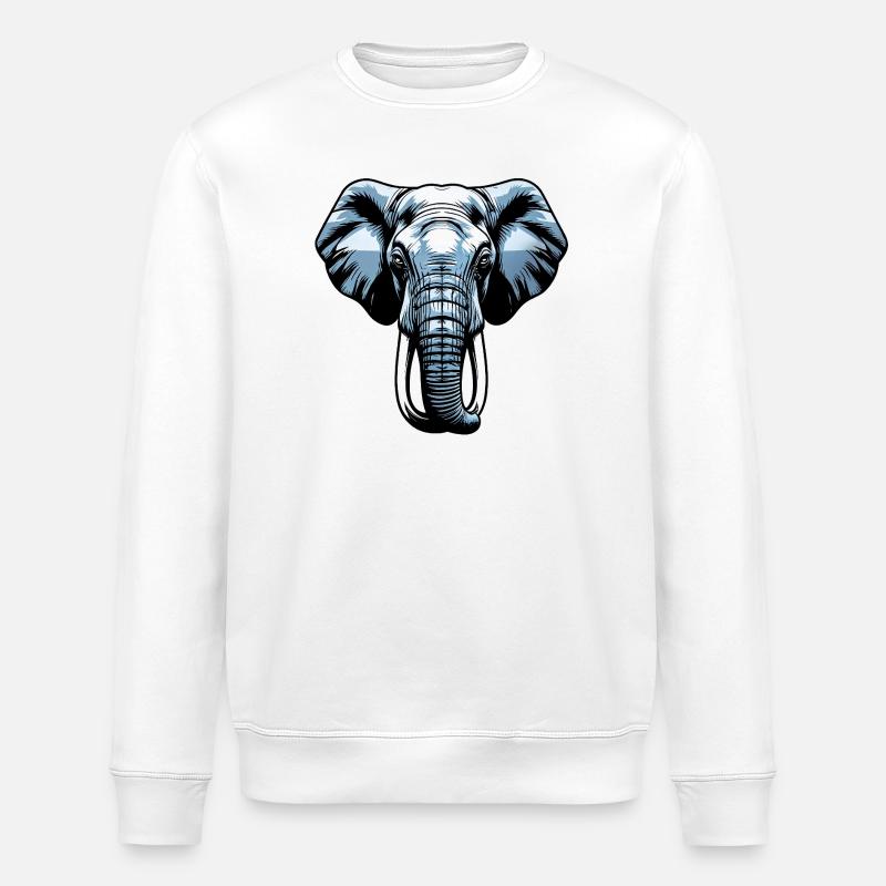 Vecteur tête d’éléphant bleu - Sweat bio ROLLER Stanley/Stella Unisexe - blanc