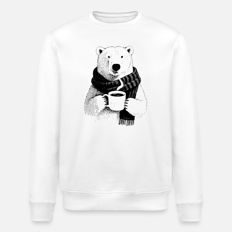 Kaffee Eisbär - Stanley/Stella Unisex Bio-Sweatshirt ROLLER - Weiß