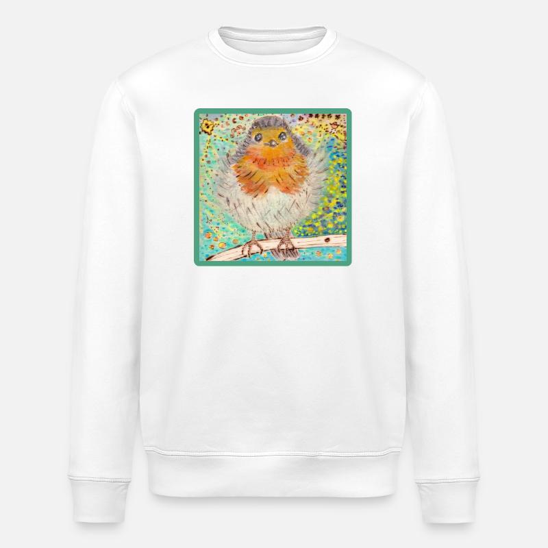 Rotkehlchen /Robin - Stanley/Stella Unisex Bio-Sweatshirt ROLLER - Weiß