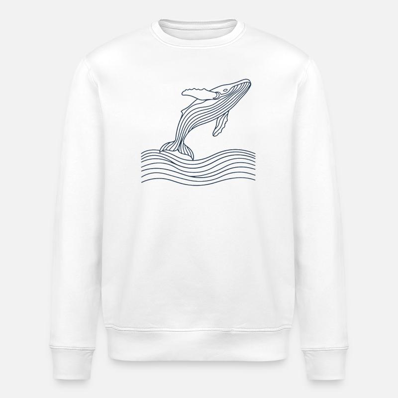 Vagues de baleines - Sweat bio ROLLER Stanley/Stella Unisexe - blanc