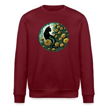 Mitternachtskatze zwischen goldenen Ringelblumen - Stanley/Stella Unisex Bio-Sweatshirt ROLLER - Weiß - Vorne - Nik (191cm)