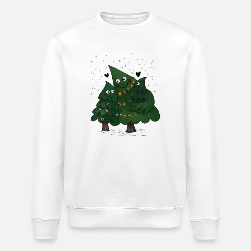 Kleine Weihnachtsbaum Familie - Stanley/Stella Unisex Bio-Sweatshirt ROLLER - Weiß