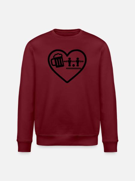 Heart Beer Foosball Humor - Stanley/Stella ROLLER Unisex Organic Sweatshirt - white