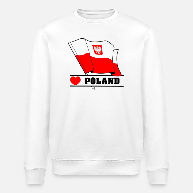 Drapeau polonais avec cœur - Sweat bio ROLLER Stanley/Stella Unisexe - blanc