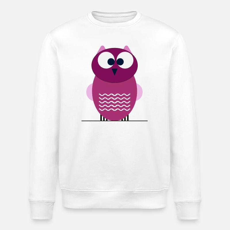 Purpur Wald-Eule - Stanley/Stella Unisex Bio-Sweatshirt ROLLER - Weiß