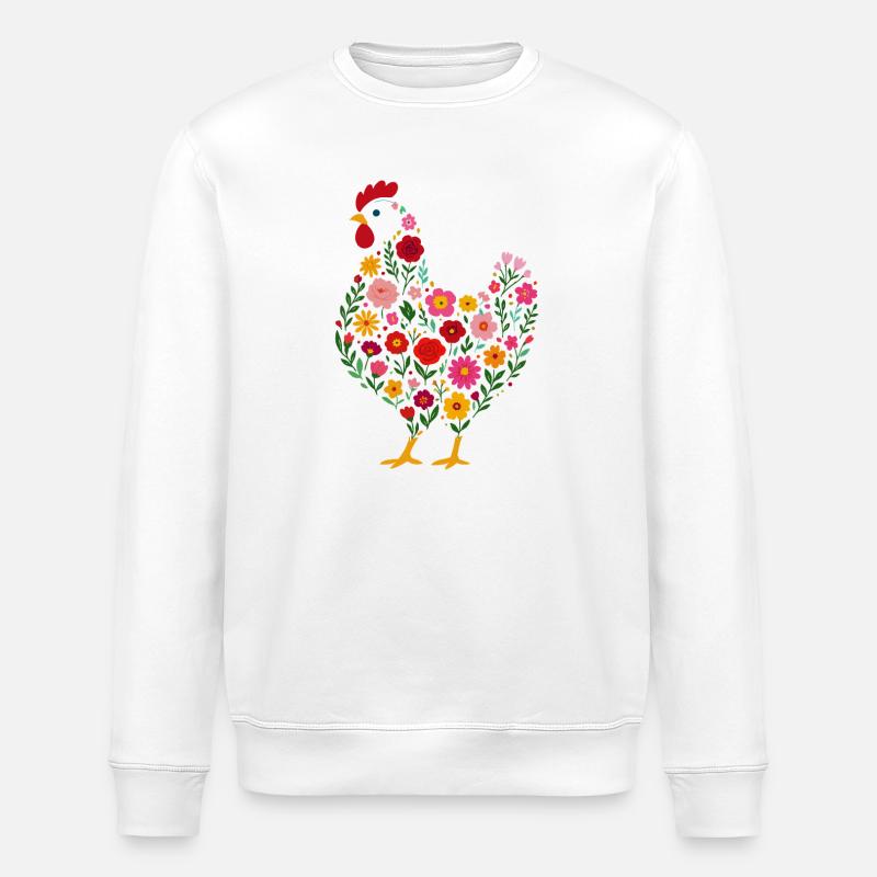 Fleurs de poulet poule poule - Sweat bio ROLLER Stanley/Stella Unisexe - blanc