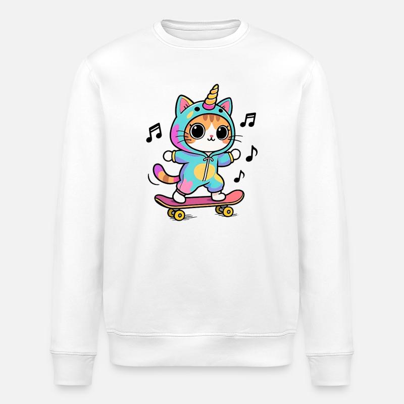 Chat Licorne - Sweat bio ROLLER Stanley/Stella Unisexe - blanc
