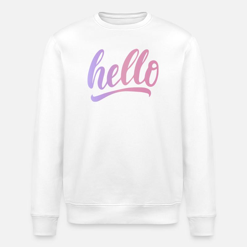 Hello greeting cheerful gradient writing - Stanley/Stella ROLLER Unisex Organic Sweatshirt - white