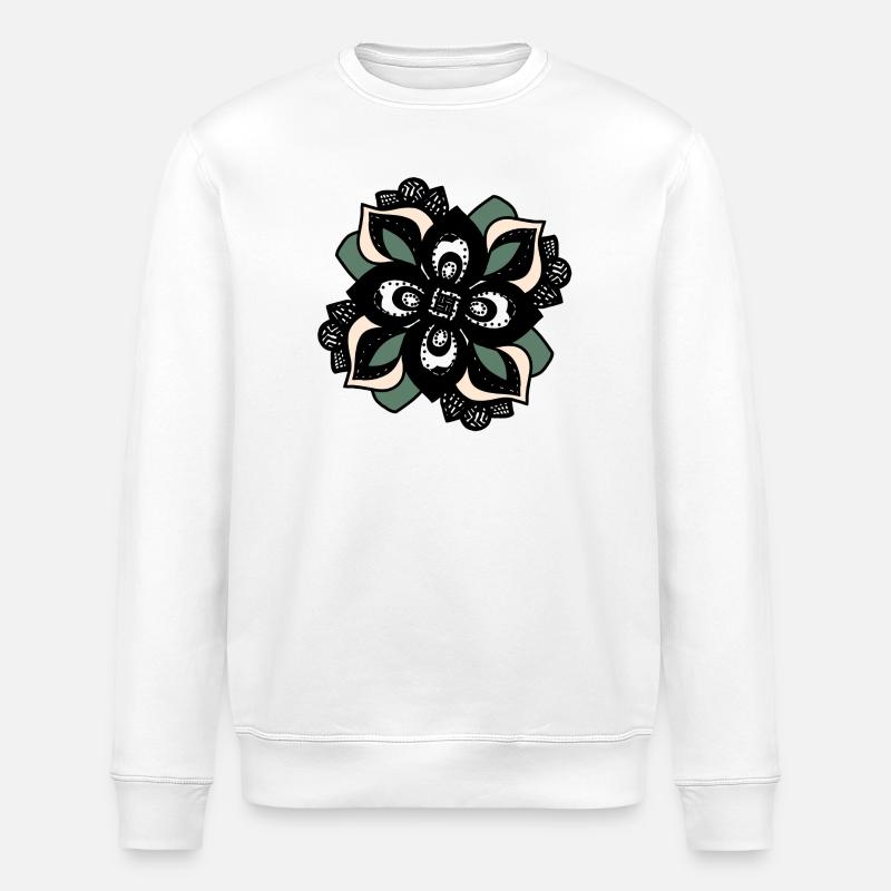 Mandala Fleur Pêche Verte - Sweat bio ROLLER Stanley/Stella Unisexe - blanc