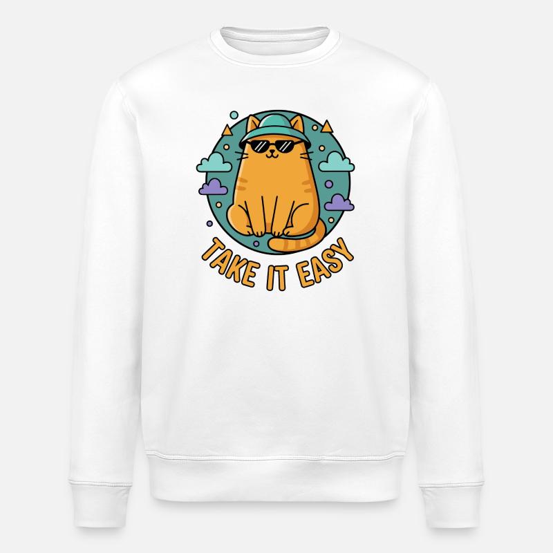 Chillkater mit Sonnenbrille - Stanley/Stella Unisex Bio-Sweatshirt ROLLER - Weiß