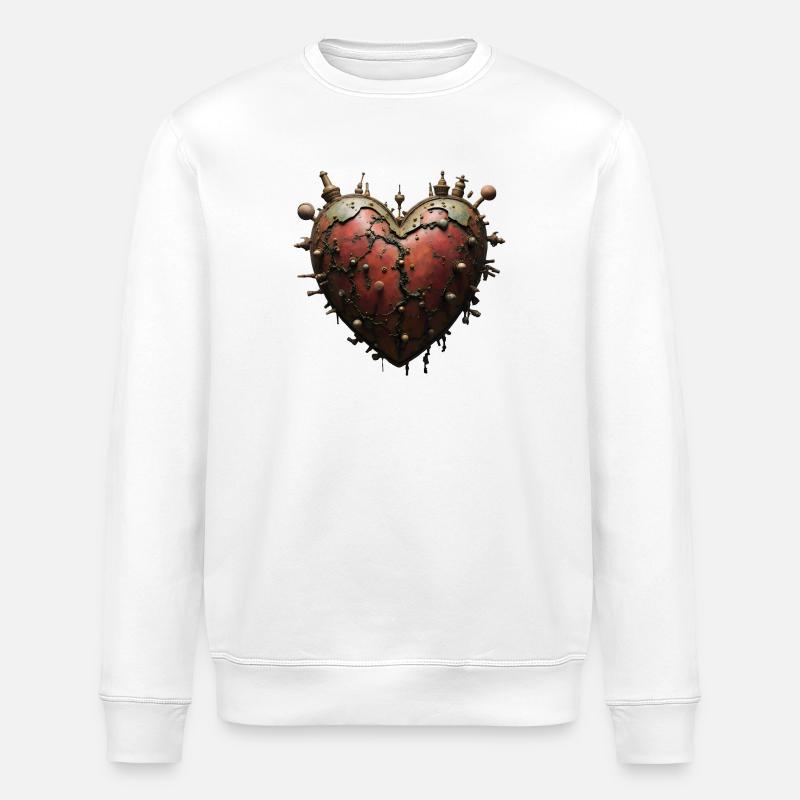 Steampunk-Herz der Verbindungen - Stanley/Stella Unisex Bio-Sweatshirt ROLLER - Weiß