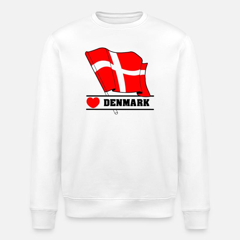 DANEMARK – Drapeau avec cœur - Sweat bio ROLLER Stanley/Stella Unisexe - blanc