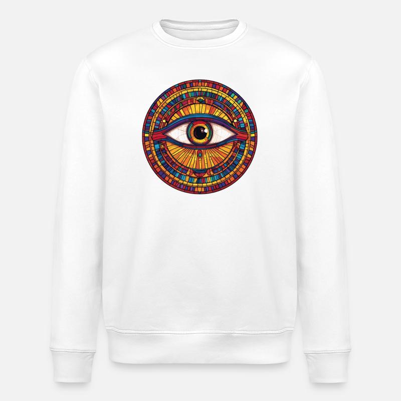 Regenbogen-Mosaikauge - Stanley/Stella Unisex Bio-Sweatshirt ROLLER - Weiß