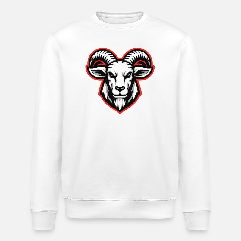 Kräftiges Ziegenkopf-Emblem - Stanley/Stella Unisex Bio-Sweatshirt ROLLER - Weiß