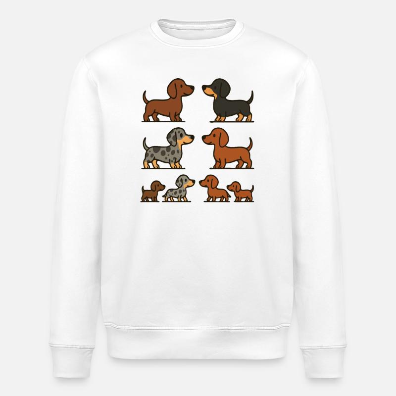 Dachshund Quartet Illustrationspaket - Stanley/Stella Unisex Bio-Sweatshirt ROLLER - Weiß