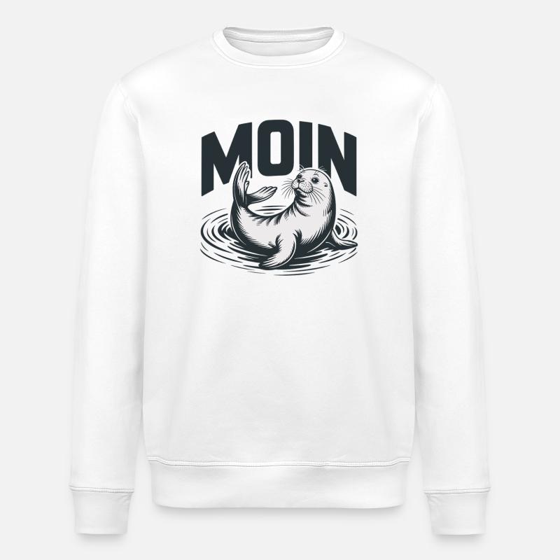 Seehund Robbe Ostsee Nordsee Moin - Stanley/Stella Unisex Bio-Sweatshirt ROLLER - Weiß