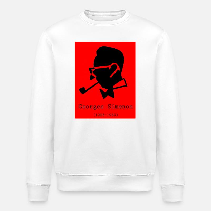 Porträt Georges Simenon - Stanley/Stella Unisex Bio-Sweatshirt ROLLER - Weiß