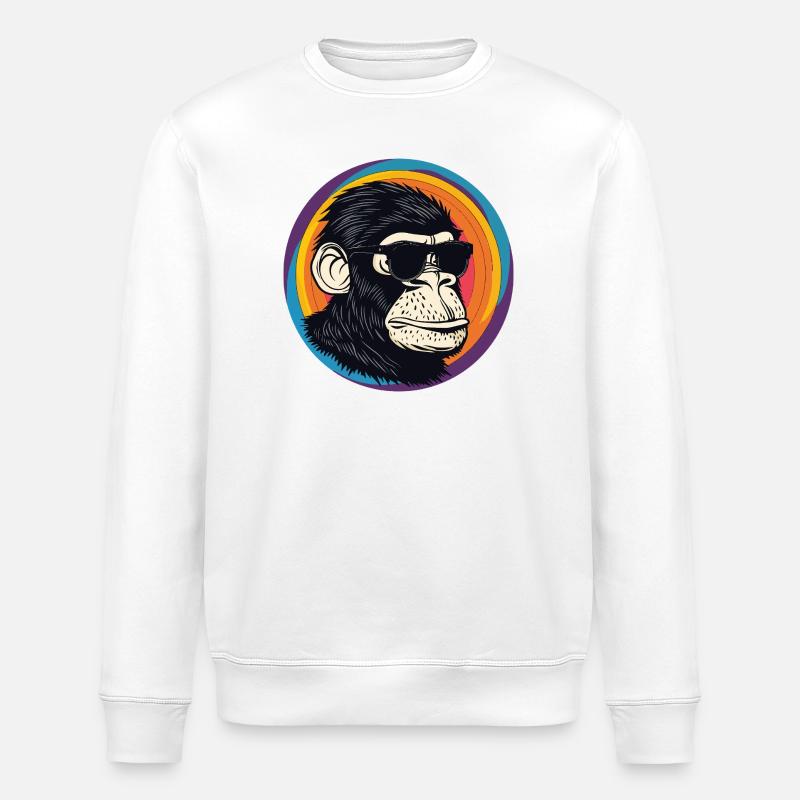 Monkey Sunglasses Comic - Stanley/Stella ROLLER Unisex Organic Sweatshirt - white