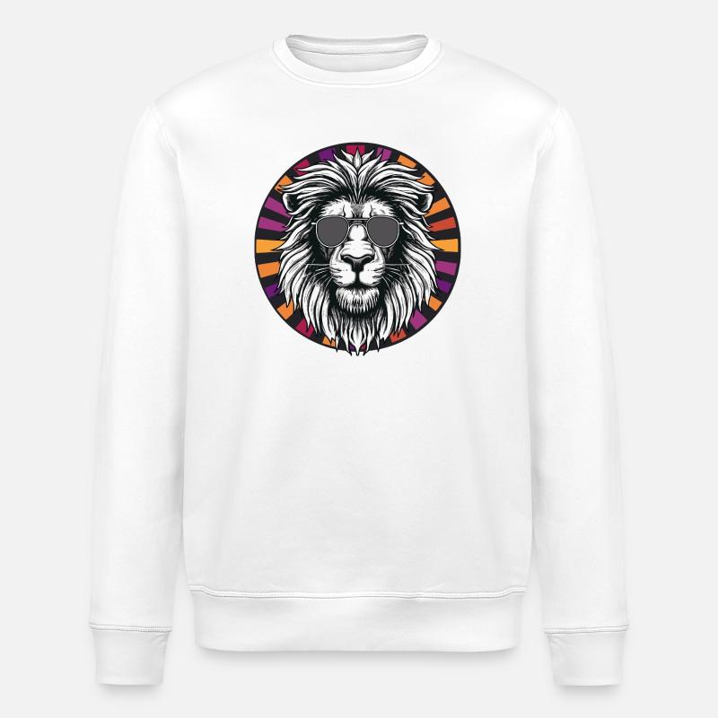 Lion avec lunettes de soleil - Sweat bio ROLLER Stanley/Stella Unisexe - blanc