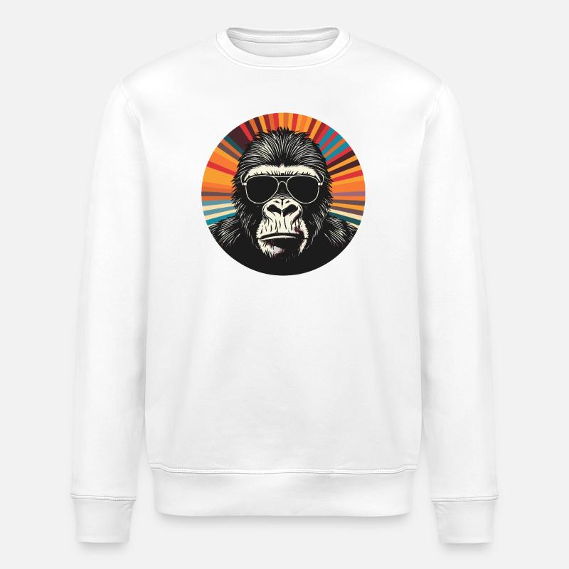 Gorilla Retro Sonnenbrille Pop Art - Stanley/Stella Unisex Bio-Sweatshirt ROLLER - Weiß