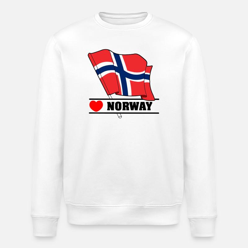 Norwegische Flagge mit Herz - Stanley/Stella Unisex Bio-Sweatshirt ROLLER - Weiß