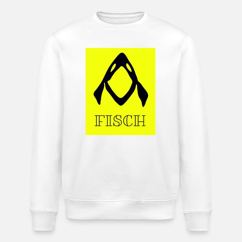 Icône du poisson graphique jaune - Abstrait - Sweat bio ROLLER Stanley/Stella Unisexe - blanc