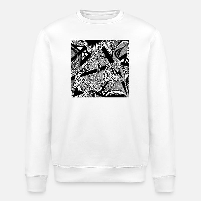 Schwarz-Weiß abstraktes Design Nr. 4 - Stanley/Stella Unisex Bio-Sweatshirt ROLLER - Weiß