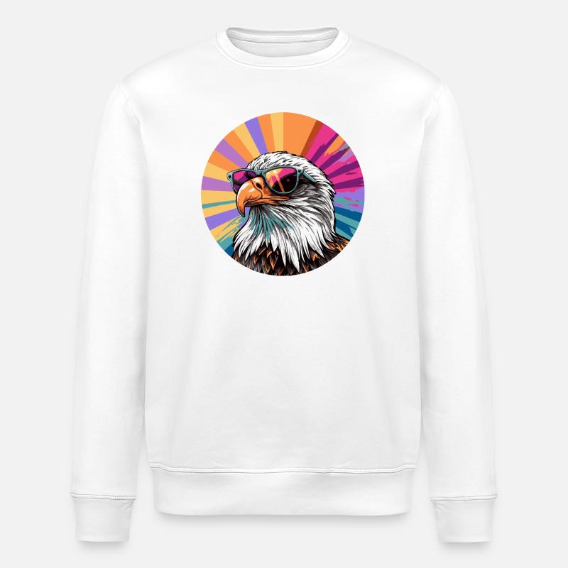 Eagle with sunglasses - Stanley/Stella ROLLER Unisex Organic Sweatshirt - white