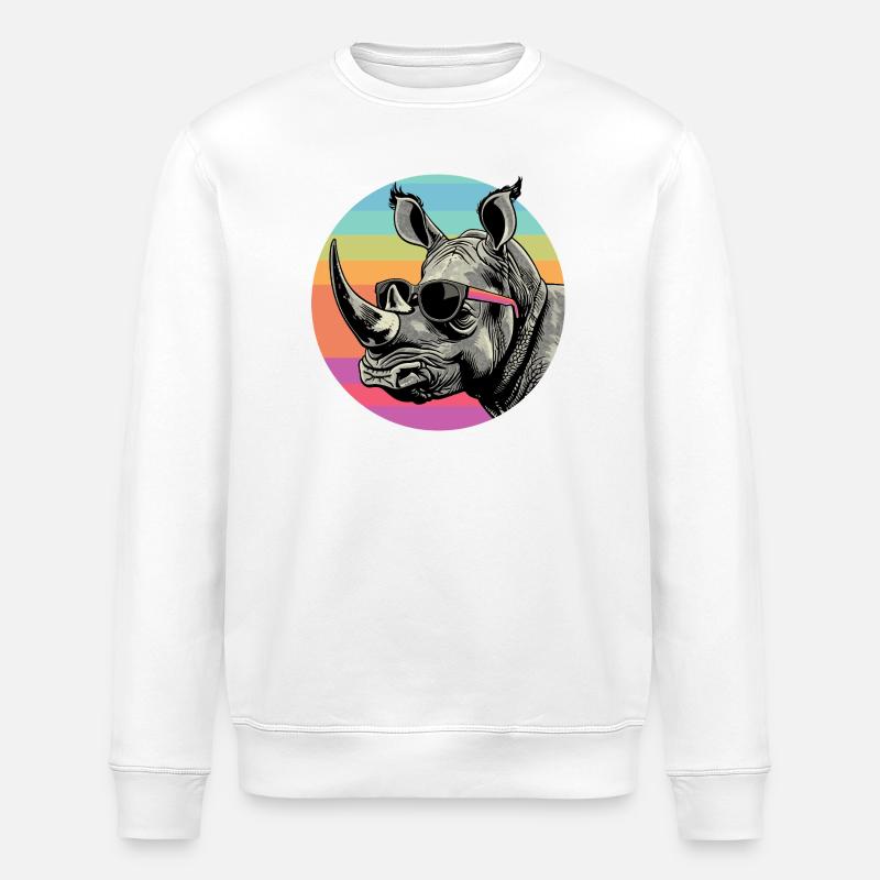 Rhino Retro Rainbow - Sweat bio ROLLER Stanley/Stella Unisexe - blanc